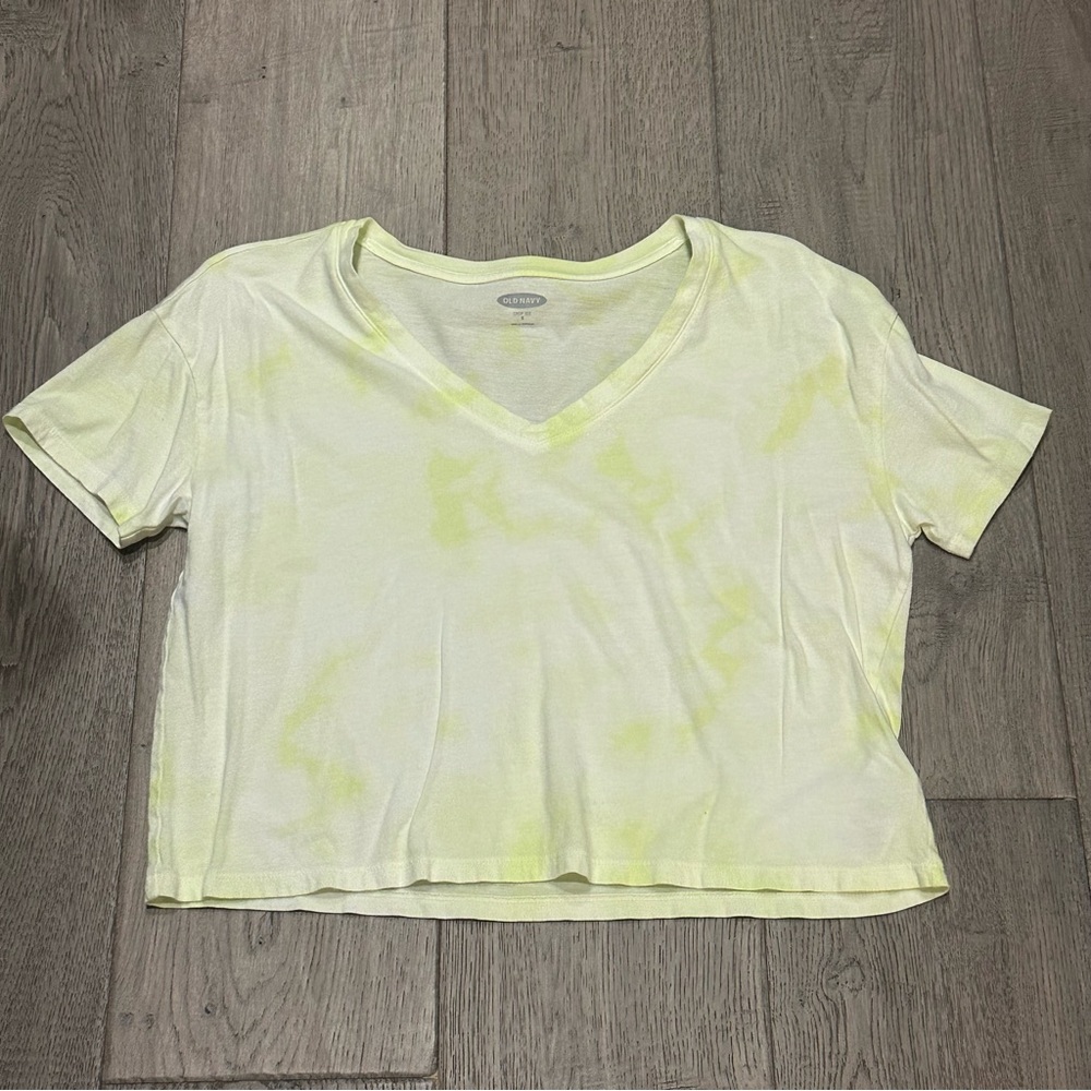 Old Navy Women's Light Yellow green Tie-Dye Tee petite XS